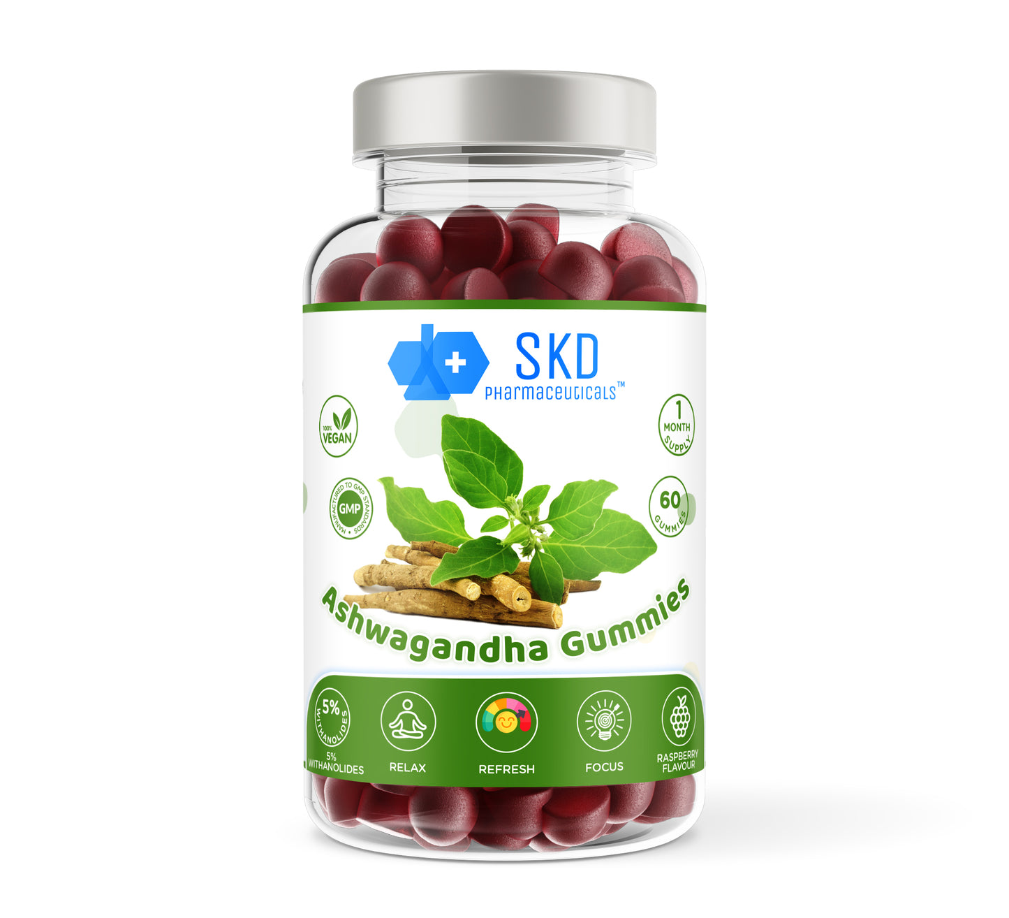 Ashwagandha | 60 or 150 Gummies | Raspberry Flavour | Vegan