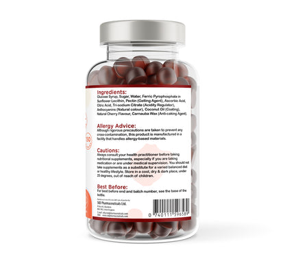 Iron & Vitamin C | 150 Gummies | Cherry Flavour | Vegan | 5 Months Supply | 3+ Years & Adults