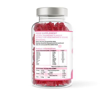 Skin, Hair, Nails Complex | 150 Gummies | Raspberry Flavour | Vegan