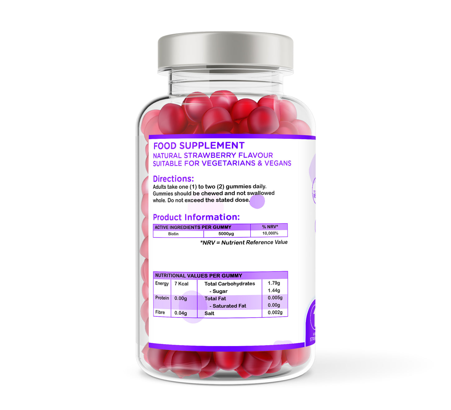 Biotin | 5000mcg | 150 Gummies | Strawberry Flavour | Vegan